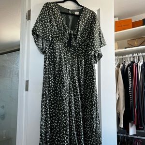 Green floral midi jumpsuit